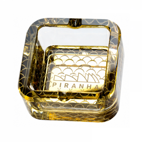 Piranha Cube Gold Glass Ash Tray